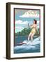 Kentucky - Water Skier and Lake-Lantern Press-Framed Art Print