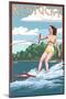 Kentucky - Water Skier and Lake-Lantern Press-Mounted Art Print