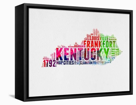 Kentucky Watercolor Word Cloud-NaxArt-Framed Stretched Canvas