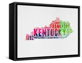 Kentucky Watercolor Word Cloud-NaxArt-Framed Stretched Canvas