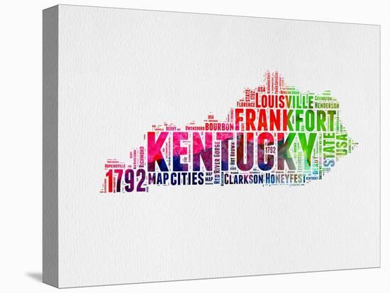 Kentucky Watercolor Word Cloud-NaxArt-Stretched Canvas