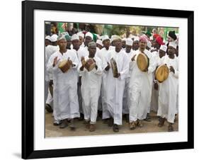 Kenya; a Joyful Muslim Procession During Maulidi, the Celebration of Prophet Mohammed's Birthday-Nigel Pavitt-Framed Photographic Print