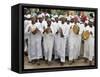 Kenya; a Joyful Muslim Procession During Maulidi, the Celebration of Prophet Mohammed's Birthday-Nigel Pavitt-Framed Stretched Canvas
