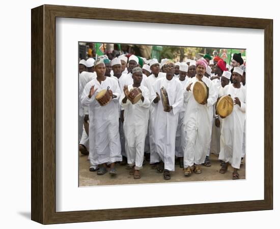 Kenya; a Joyful Muslim Procession During Maulidi, the Celebration of Prophet Mohammed's Birthday-Nigel Pavitt-Framed Photographic Print