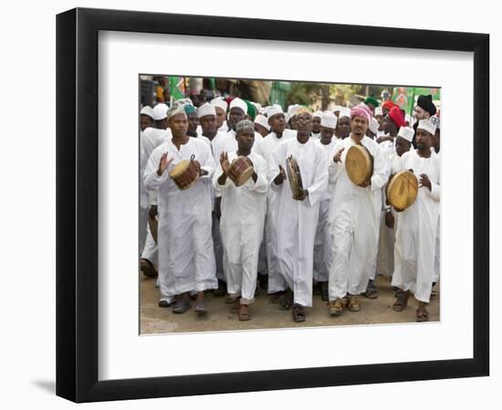 Kenya; a Joyful Muslim Procession During Maulidi, the Celebration of Prophet Mohammed's Birthday-Nigel Pavitt-Framed Photographic Print