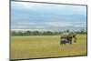 Kenya, Amboseli National Park, Elephants in Family in Front of Clouded Kilimanjaro-Thibault Van Stratum-Mounted Photographic Print