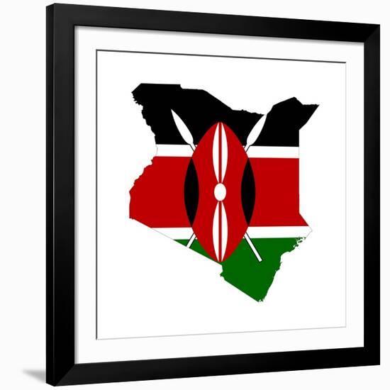 Kenya Flag On Map-Speedfighter-Framed Art Print