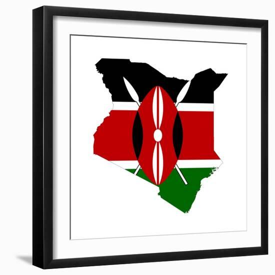 Kenya Flag On Map-Speedfighter-Framed Art Print