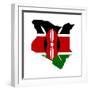 Kenya Flag On Map-Speedfighter-Framed Art Print