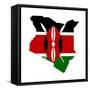 Kenya Flag On Map-Speedfighter-Framed Stretched Canvas