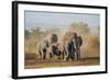 Kenya, Kajiado County, Amboseli National Park. a Herd of African Elephants on the Move.-Nigel Pavitt-Framed Photographic Print