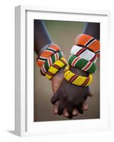 Kenya, Laikipia, Ol Malo; a Samburu Boy and Girl Hold Hands at a Dance in their Local Manyatta-John Warburton-lee-Framed Photographic Print