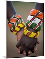 Kenya, Laikipia, Ol Malo; a Samburu Boy and Girl Hold Hands at a Dance in their Local Manyatta-John Warburton-lee-Mounted Photographic Print