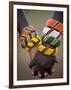 Kenya, Laikipia, Ol Malo; a Samburu Boy and Girl Hold Hands at a Dance in their Local Manyatta-John Warburton-lee-Framed Photographic Print