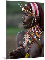 Kenya, Laikipia, Ol Malo; a Samburu Warrior Sings and Claps During a Dance-John Warburton-lee-Mounted Photographic Print