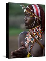 Kenya, Laikipia, Ol Malo; a Samburu Warrior Sings and Claps During a Dance-John Warburton-lee-Stretched Canvas