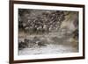 Kenya, Maasai Mara, Wildebeest Crossing the Mara River-Hollice Looney-Framed Photographic Print