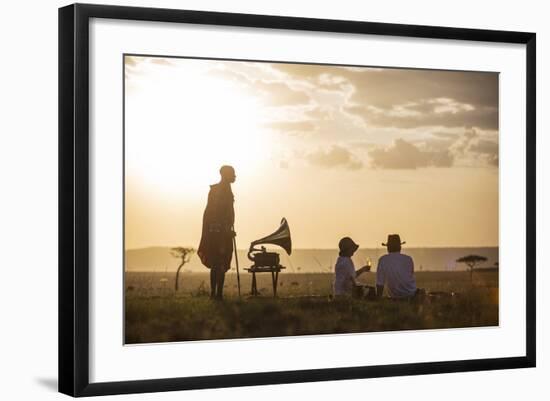 Kenya, Mara North Conservancy. a Couple Enjoy a Sundowner in the Mara-Niels Van Gijn-Framed Photographic Print