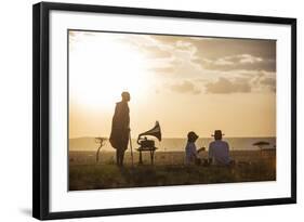 Kenya, Mara North Conservancy. a Couple Enjoy a Sundowner in the Mara-Niels Van Gijn-Framed Photographic Print