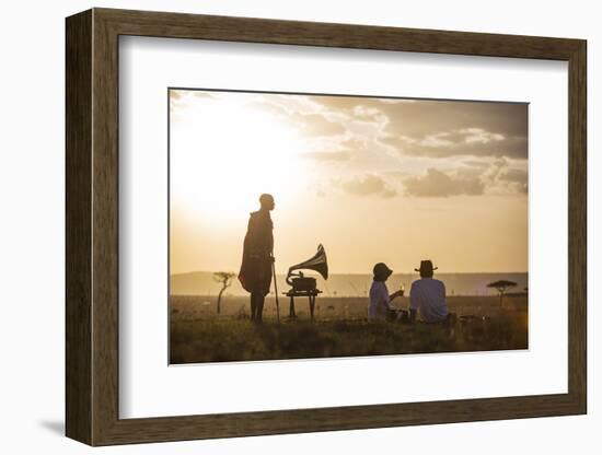 Kenya, Mara North Conservancy. a Couple Enjoy a Sundowner in the Mara-Niels Van Gijn-Framed Photographic Print