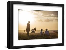 Kenya, Mara North Conservancy. a Couple Enjoy a Sundowner in the Mara-Niels Van Gijn-Framed Photographic Print