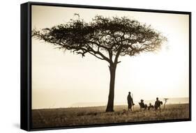 Kenya, Mara North Conservancy. a Couple Enjoy a Sundowner-Niels Van Gijn-Framed Stretched Canvas