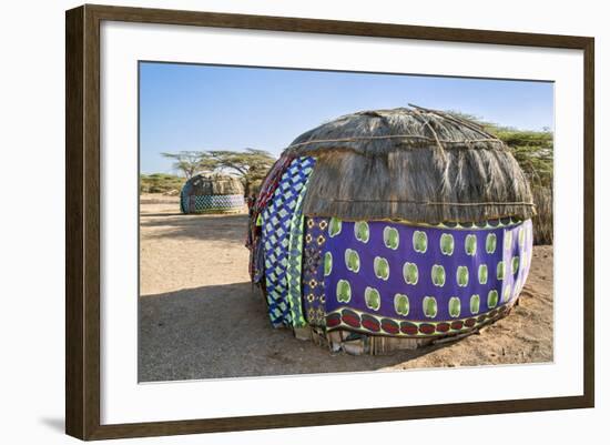 Kenya, Marsabit County, Kalacha. Semi-Permanent Dome-Shaped Homes of the Gabbra at Kalacha.-Nigel Pavitt-Framed Photographic Print