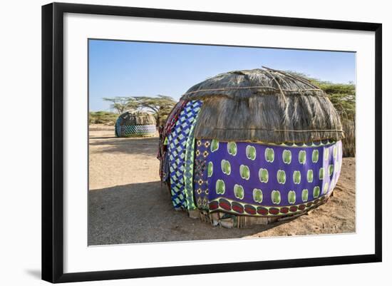 Kenya, Marsabit County, Kalacha. Semi-Permanent Dome-Shaped Homes of the Gabbra at Kalacha.-Nigel Pavitt-Framed Photographic Print