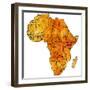 Kenya on Actual Map of Africa-michal812-Framed Premium Giclee Print