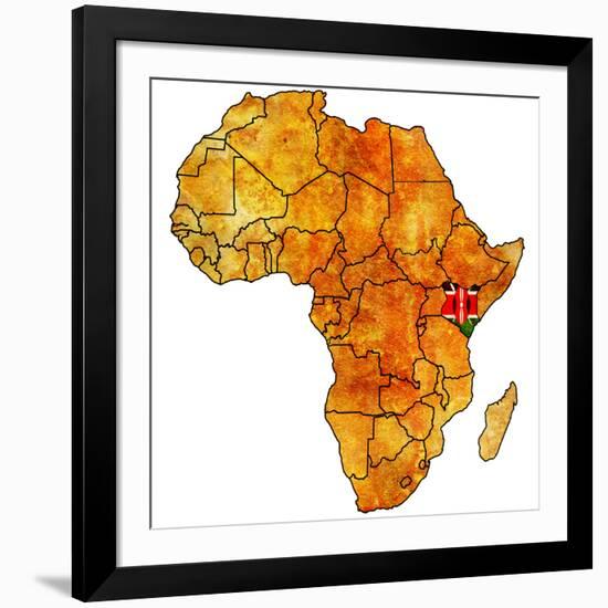 Kenya on Actual Map of Africa-michal812-Framed Art Print