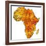 Kenya on Actual Map of Africa-michal812-Framed Art Print