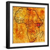 Kenya on Actual Map of Africa-michal812-Framed Art Print