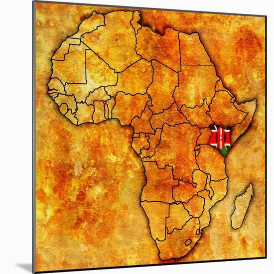 Kenya on Actual Map of Africa-michal812-Mounted Art Print