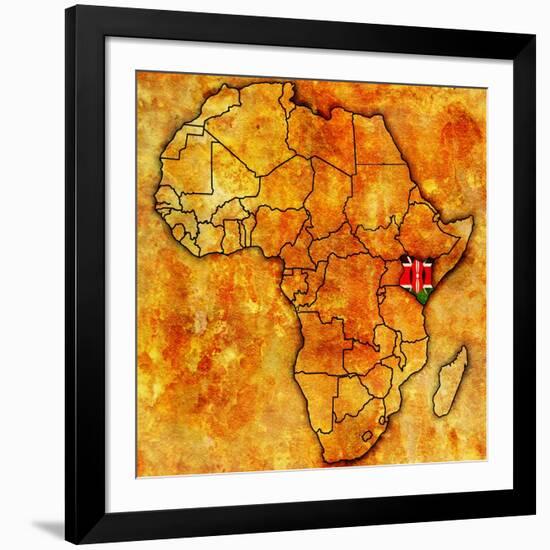 Kenya on Actual Map of Africa-michal812-Framed Art Print