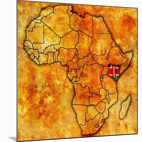 Kenya on Actual Map of Africa-michal812-Mounted Art Print