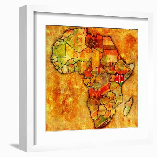 Kenya on Actual Map of Africa-michal812-Framed Art Print