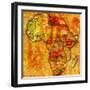 Kenya on Actual Map of Africa-michal812-Framed Art Print