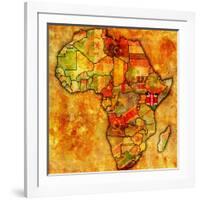 Kenya on Actual Map of Africa-michal812-Framed Art Print