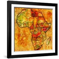 Kenya on Actual Map of Africa-michal812-Framed Art Print