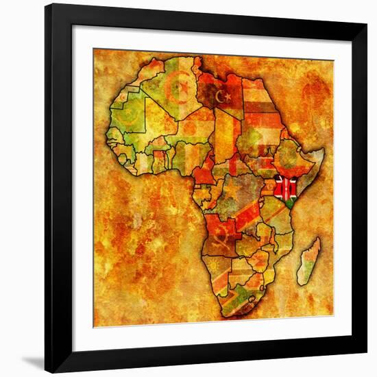 Kenya on Actual Map of Africa-michal812-Framed Art Print