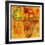 Kenya on Actual Map of Africa-michal812-Framed Art Print