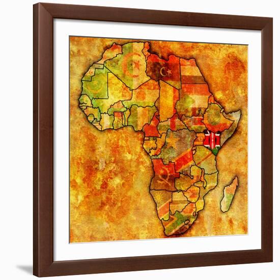 Kenya on Actual Map of Africa-michal812-Framed Art Print