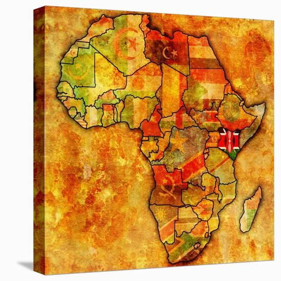 Kenya on Actual Map of Africa-michal812-Stretched Canvas