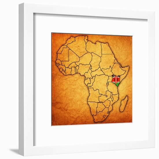 Kenya on Actual Map of Africa-michal812-Framed Art Print