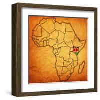 Kenya on Actual Map of Africa-michal812-Framed Art Print