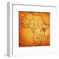 Kenya on Actual Map of Africa-michal812-Framed Art Print