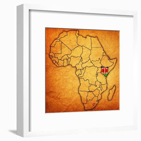 Kenya on Actual Map of Africa-michal812-Framed Art Print