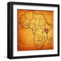 Kenya on Actual Map of Africa-michal812-Framed Art Print