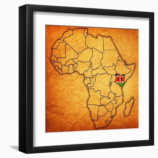 Kenya on Actual Map of Africa-michal812-Framed Art Print