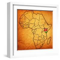 Kenya on Actual Map of Africa-michal812-Framed Art Print